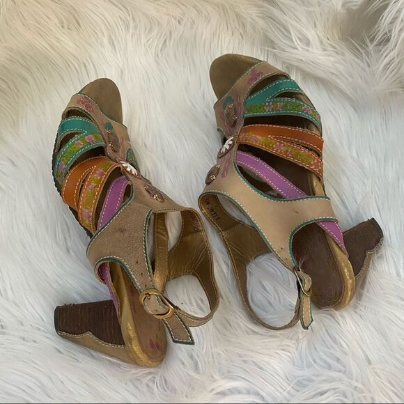 L'Artiste Spring Step Lilac Leather Sandals 10 - Picture 5 of 12